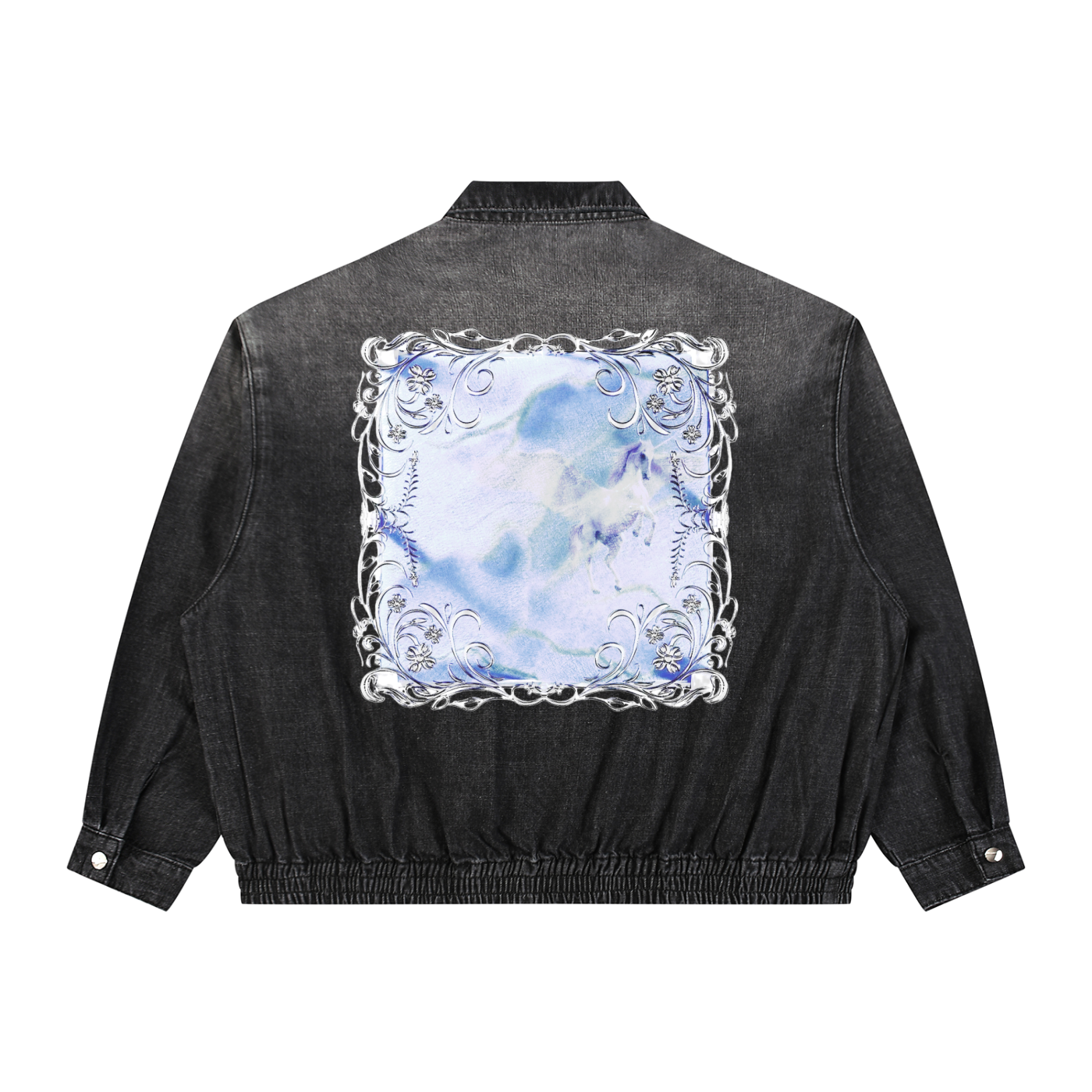 Unisex Vintage Wash Full-Zip Denim Jacket