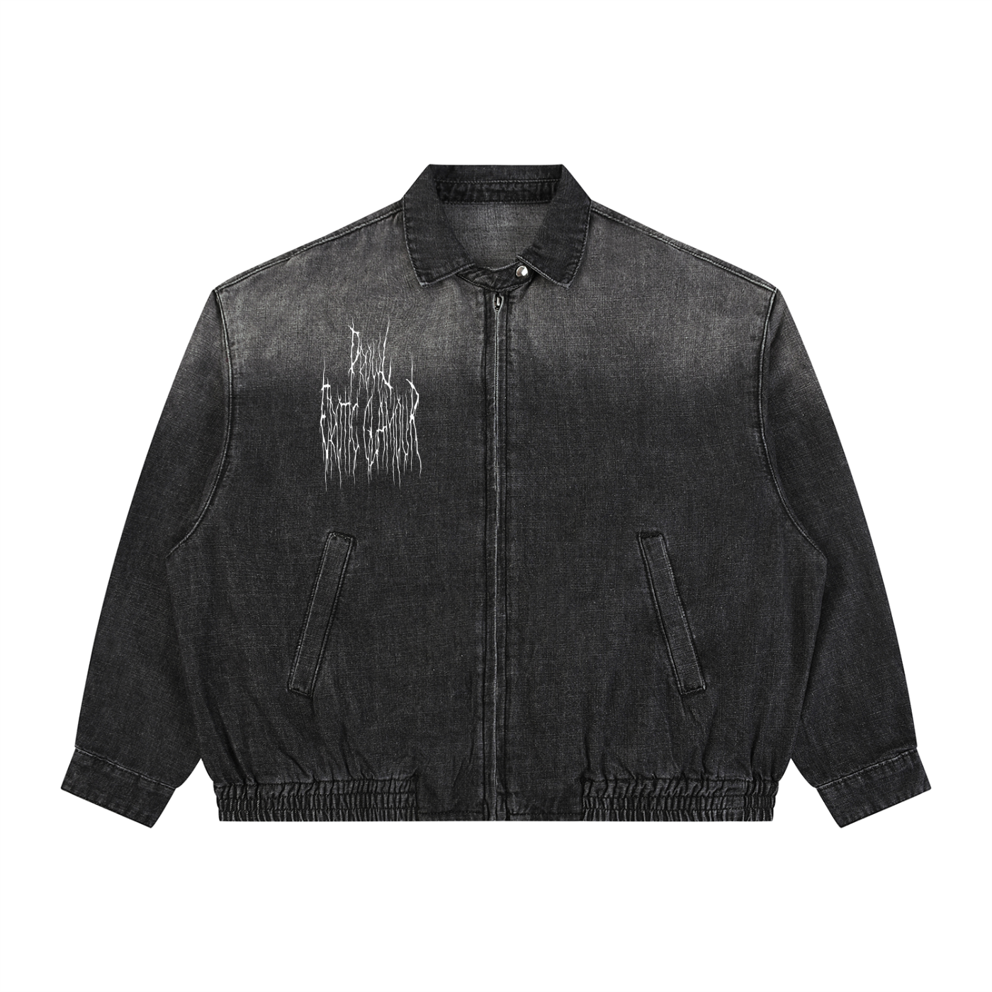 Unisex Vintage Wash Full-Zip Denim Jacket